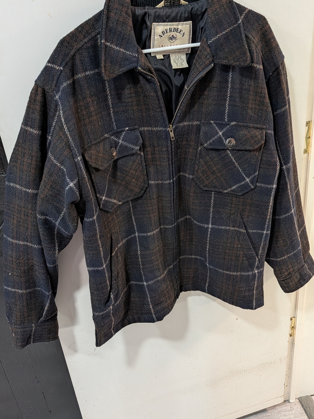 Aberdeen Men's Dark Brown Plaid Wool Jacket